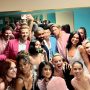 Dua Lipa poses with Barbie cast Ryan Gosling and Margot Robbie