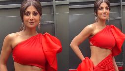 Shilpa Shetty Stuns In Red Thigh-High Slit Dress