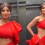 Shilpa Shetty Stuns In Red Thigh-High Slit Dress, Inspiring Fans With Toned Abs At 48