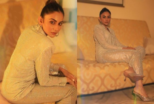 Rakul Preet Singh looks stunning in shimmery beige pantsuit