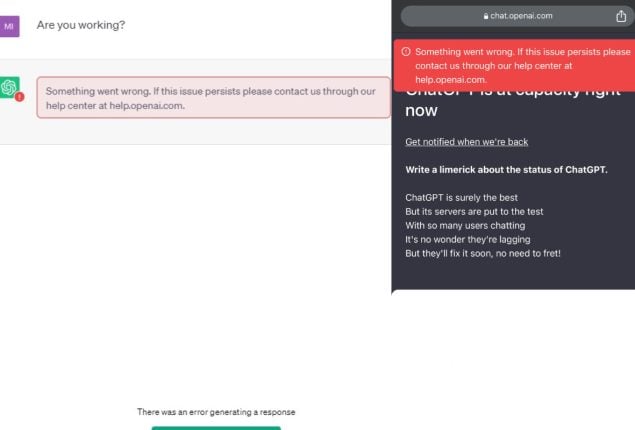 ChatGPT down: Users Encounter Issues with OpenAi ChatGPT