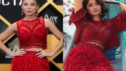 Sajal Aly or Ayesha Omar, who look stunning in this red scarlet dress?
