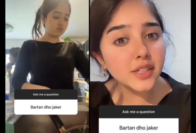 Kashaf Ali shows troll who’s boss by washing dishes