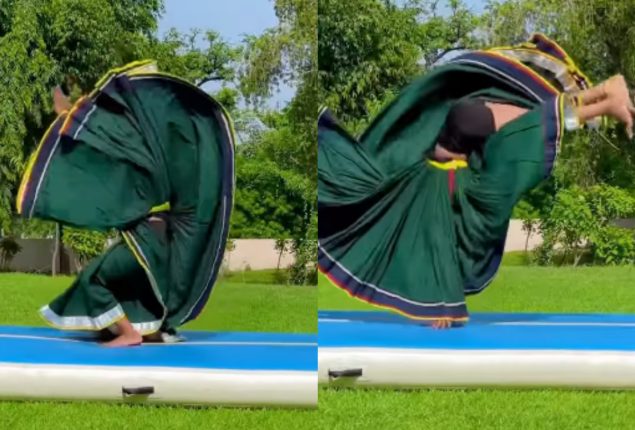 Woman’s Skirted Somersault Stuns Viewers