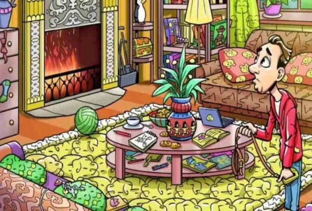 Optical Illusion Test: Find The Dog In Living Room in 10 Seconds!