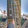 Daring Slackline Crossing 185m Above Ground