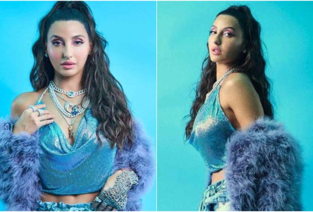 Nora Fatehi’s Resemblance to Princess Jasmine in Blue Fur Coat