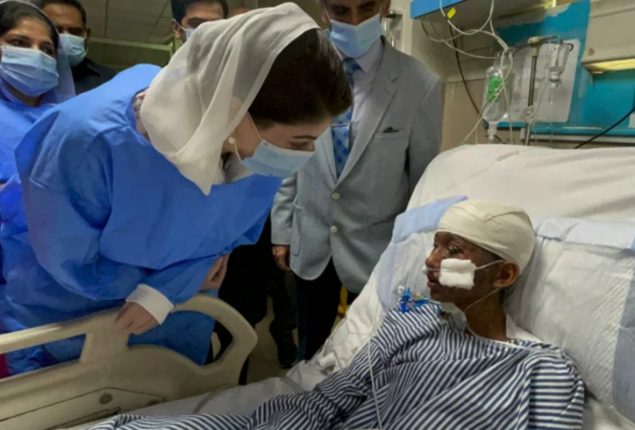 Maryam Nawaz inquires health of victim Rizwana