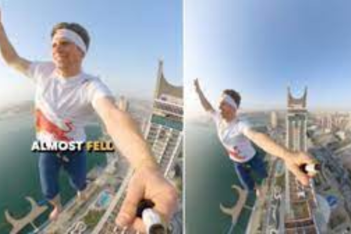 Man crosses slackline 185 m off the ground in hair-raising video