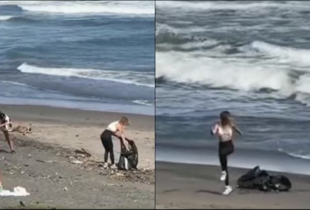Internet slams woman for staged beach cleanup in Bali