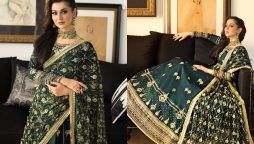 Hania Aamir Radiates Elegance in Green Lehenga