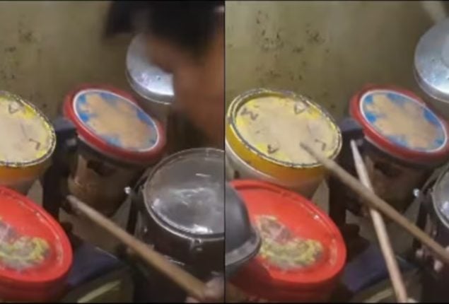 Man Creates Drum Set From Household Items, Goes Viral