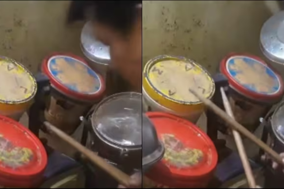 Man Creates Drum Set From Household Items, Goes Viral