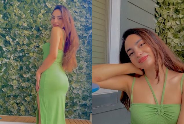 Mehar Bano Chic hot look in Green Bodycon dress
