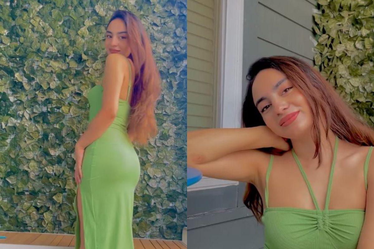 Mehar Bano Chic hot look in Green Bodycon dress