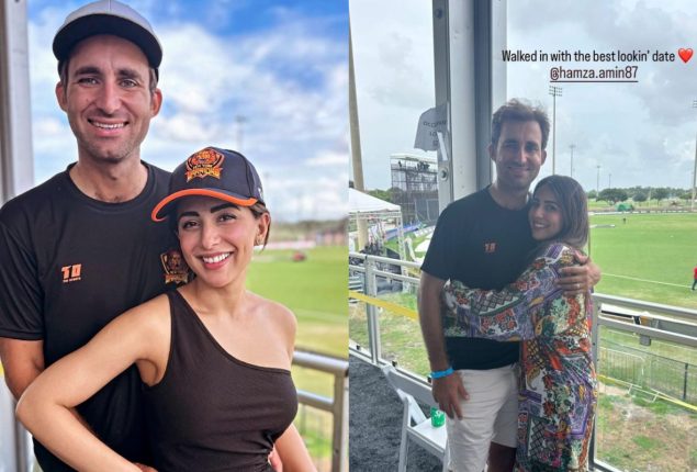 Ushna Shah enjoying the Cricket vibe with her husband