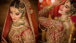 Hareem Farooq showcase her glamorous look in bridal lehenga
