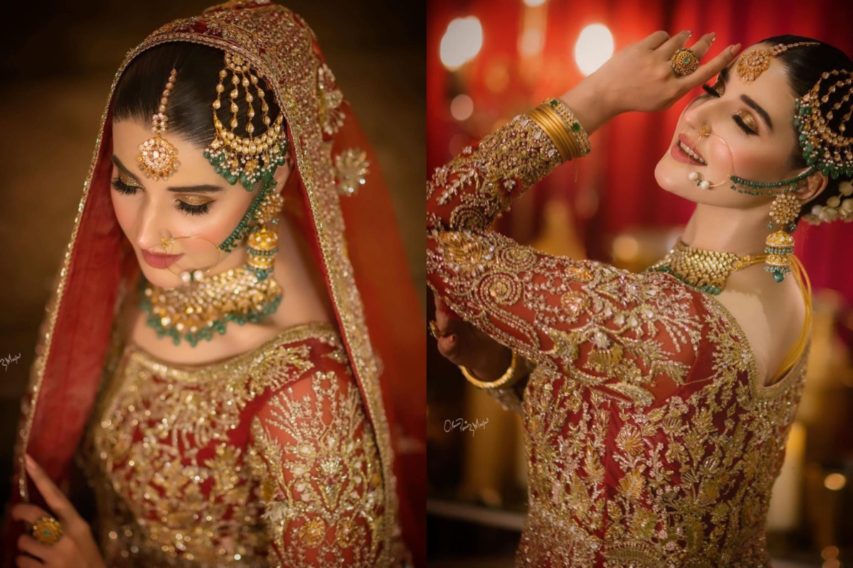 Hareem Farooq showcase her glamorous look in bridal lehenga