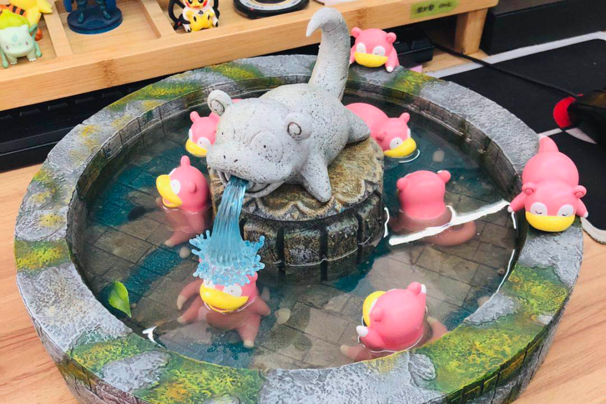 Pokemon fan build a beautiful fountain of Slowpoke
