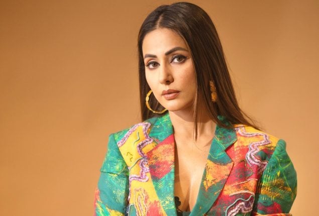 Hina Khan looks stylish in a sequin jacket dress and gold hoops