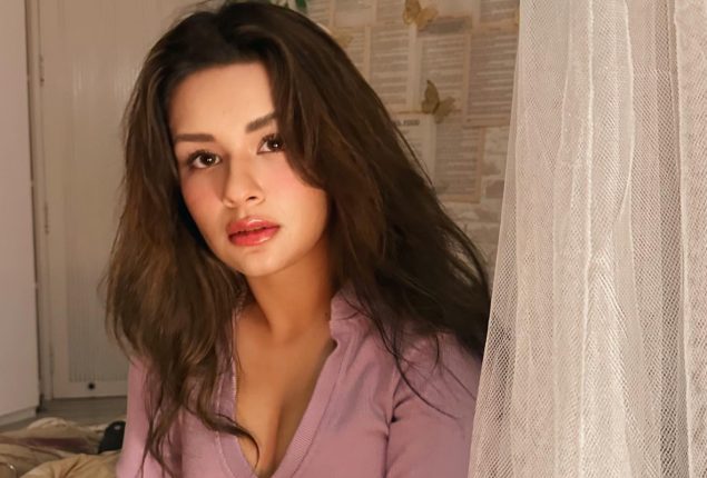 Avneet Kaur turns heads in a bold plum bralette and denim shorts