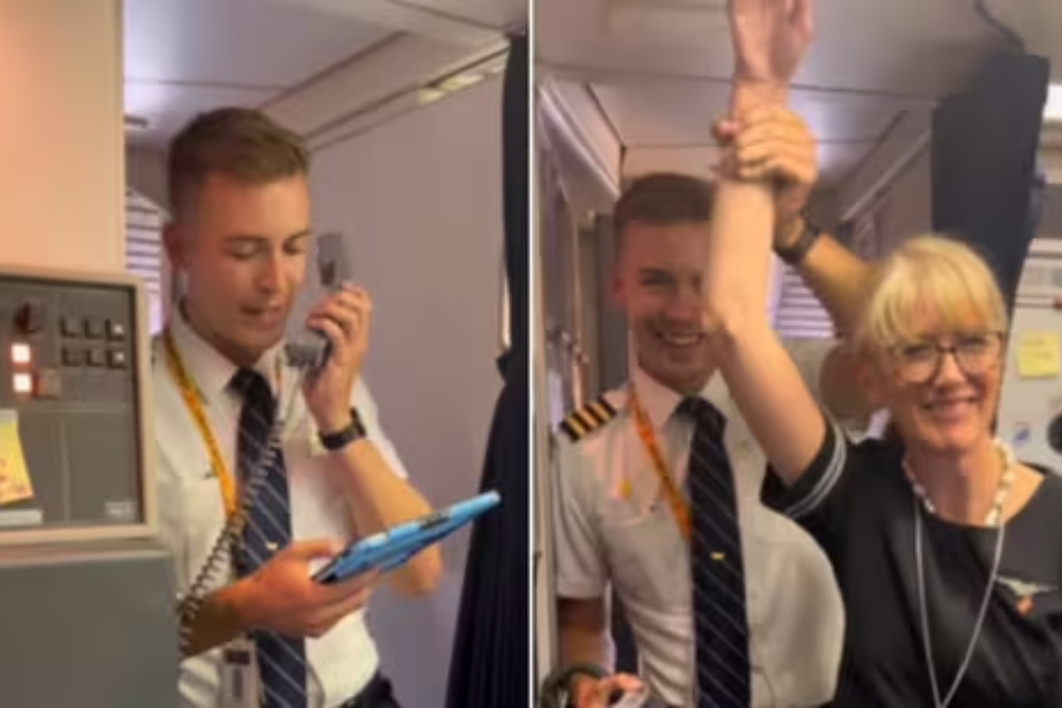 Pilot Son Makes Special Announcement for Flight Attendant Mom