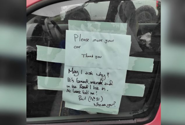 Blunt Response to Neighbour’s Note on Parked Car