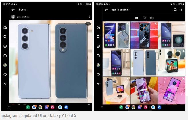 Instagram rolls out new UI for Samsung Galaxy Z Fold series