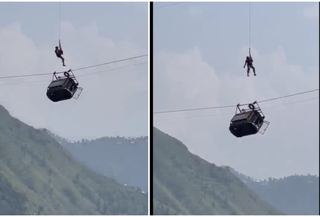 Battgram chairlift incident: PAF helicopter delivers water, food, medicines