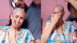 Cancer patient's tearful reaction to husband's head shave melts hearts