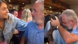 Daughter's surprise visit for dad's 60th birthday goes viral