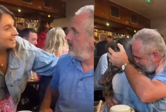 Daughter’s surprise visit for dad’s 60th birthday goes viral