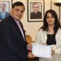 Pakistani envoy presents ‘Certificate of Appreciation’ to Mahnoor Cheema