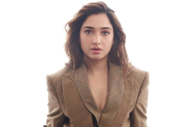 Tamanna Bhatia stuns in a backless lavender shimmer gown