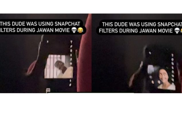 Viewer uses Snapchat filter while watching Jawan in theater