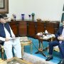 Fawad Hasan Fawad calls on PM Kakar after taking oath