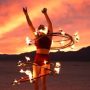 Circus artist uses fiery hula hoop to set world record