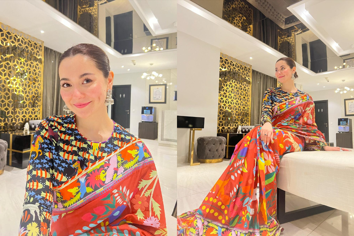 Hania Aamir looks stunning in multi-color Saree