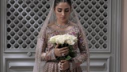 Ayeza Khan looks like a fairytale bride in a shimmery grey jora