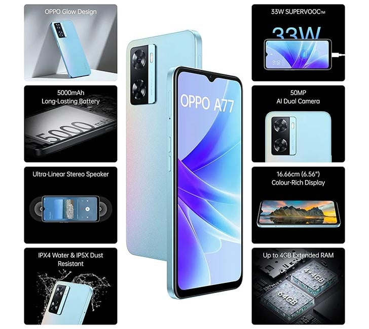 OPPO A77 Launched in Pakistan with 90 Hz display & 50MP Camera