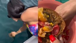 Viral Video: Woman eats bagel and cheese after dipping them in seawater