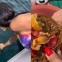Viral Video: Woman eats bagel and cheese after dipping them in seawater