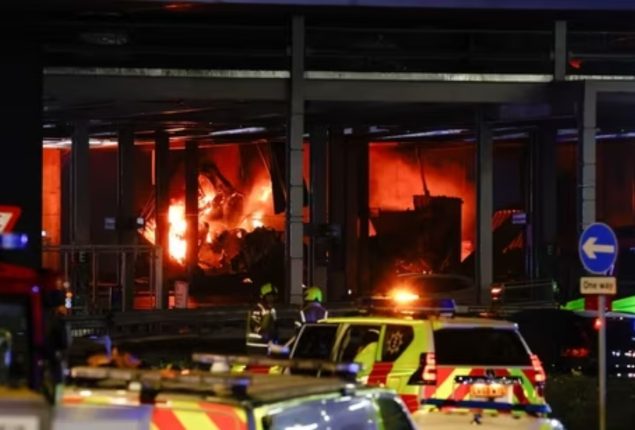 London: Suspensions of flights due to fire at Luton airport parking