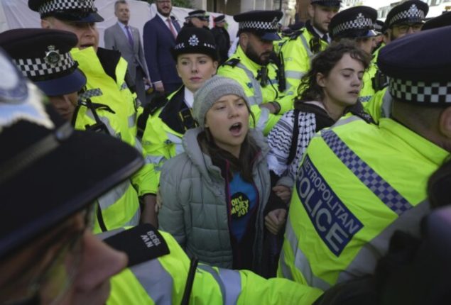 Greta Thunberg charged with public order accuse after arrest at London rally