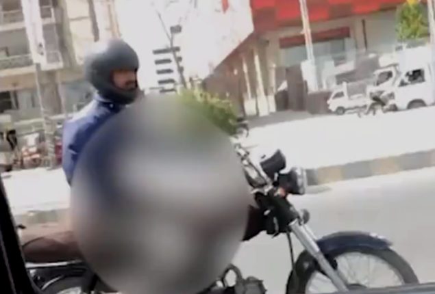 Motorcyclist harasses female university students in Karachi