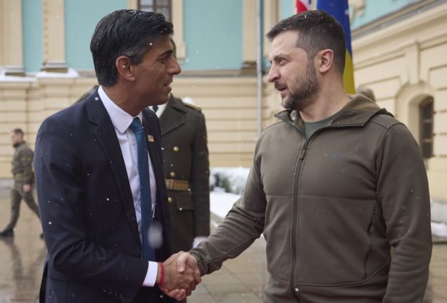 Rishi Sunak and Volodymyr Zelenskyy discuss Hroza strike