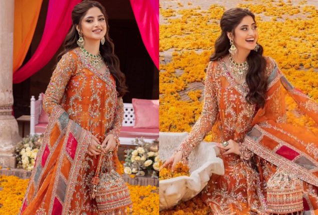 Sajal Ali Stuns in Radiant Festive Attire in Latest Collection Debut