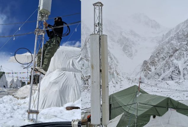 First Mobile Tower in Siachen Glacier