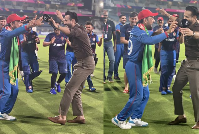 Irfan Pathan Dances with Rashid Khan After Afghanistan’s Victory