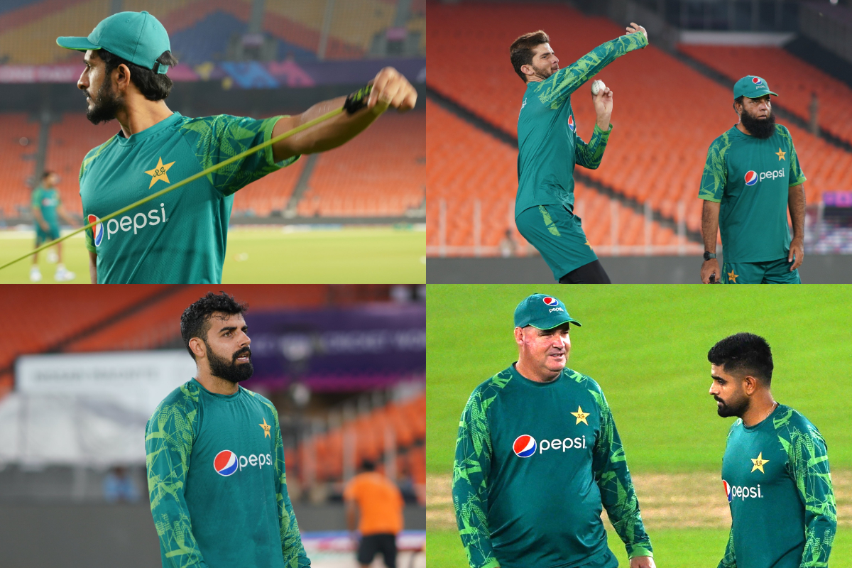 Pakistan team trains for crucial match at Narendra Modi Stadium